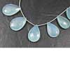 Natural Aqua Blue Chalcedony Pear Faceted Drops Briolette Beads Strand Length is 8 Inches & Size 15mm to 21mm Approx
